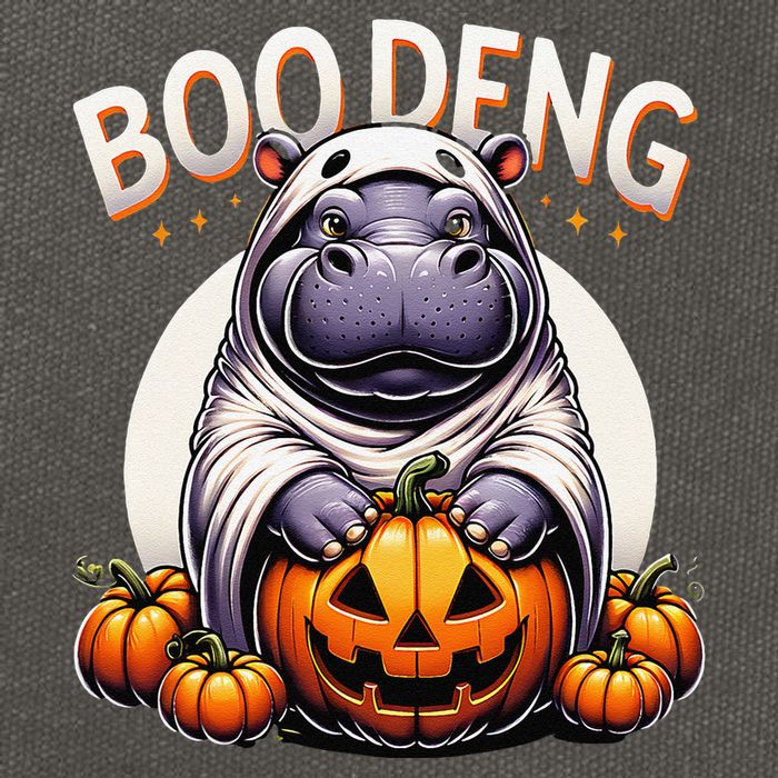 Moo Deng Baby Hippo Moo Deng Costume For Boo Deng Halloween Cotton Canvas Backpack