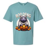 Moo Deng Baby Hippo Moo Deng Costume For Boo Deng Halloween Sueded Cloud Jersey T-Shirt