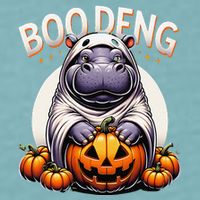 Moo Deng Baby Hippo Moo Deng Costume For Boo Deng Halloween Sueded Cloud Jersey T-Shirt