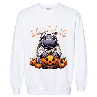 Moo Deng Baby Hippo Moo Deng Costume For Boo Deng Halloween Garment-Dyed Sweatshirt