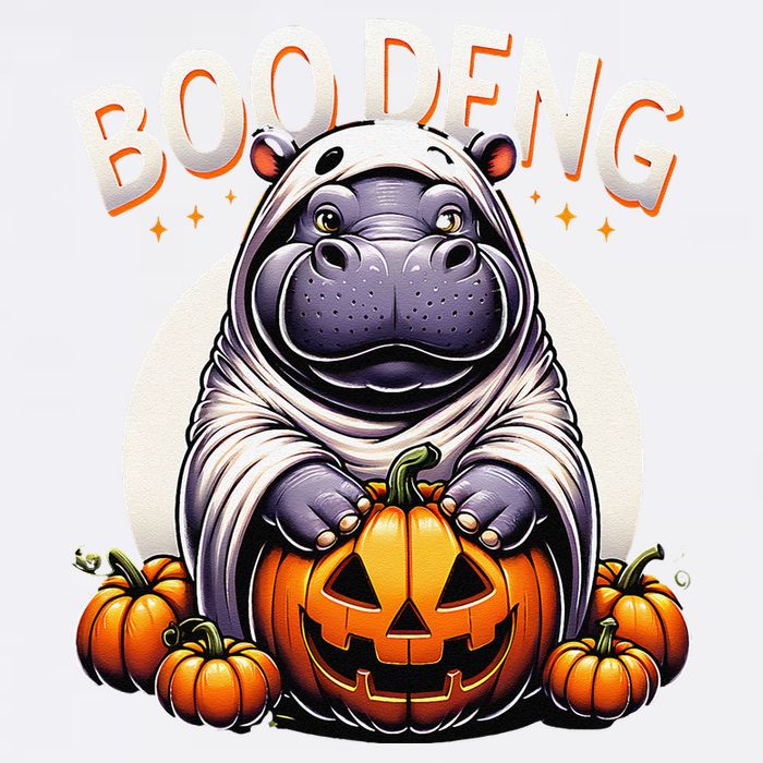 Moo Deng Baby Hippo Moo Deng Costume For Boo Deng Halloween Garment-Dyed Sweatshirt