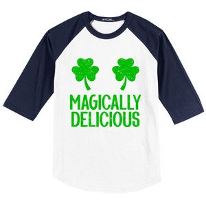 Magically Delicious Boobs Naughty St Patricks Day Gift Baseball Sleeve Shirt