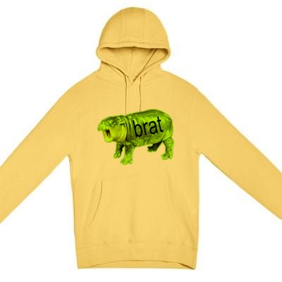 Moo Deng Brat Cute Baby Hippo Premium Pullover Hoodie