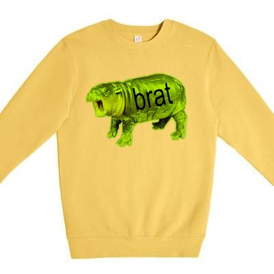 Moo Deng Brat Cute Baby Hippo Premium Crewneck Sweatshirt