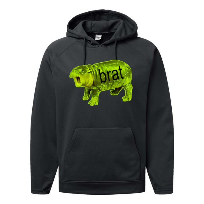 Moo Deng Brat Cute Baby Hippo Performance Fleece Hoodie