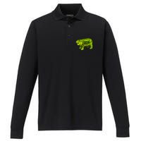 Moo Deng Brat Cute Baby Hippo Performance Long Sleeve Polo