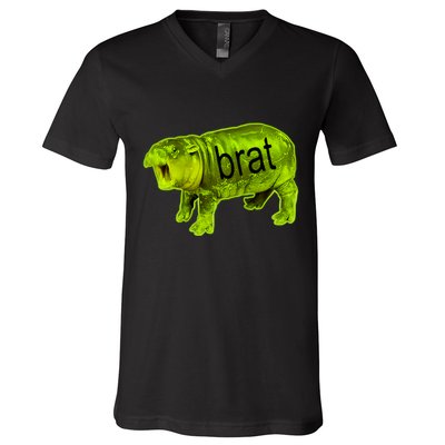Moo Deng Brat Cute Baby Hippo V-Neck T-Shirt