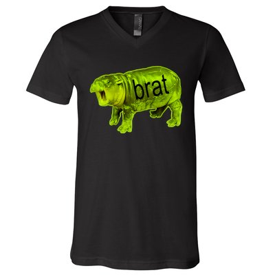 Moo Deng Brat Cute Baby Hippo V-Neck T-Shirt