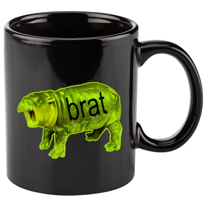 Moo Deng Brat Cute Baby Hippo 11oz C Handle Ceramic Mug