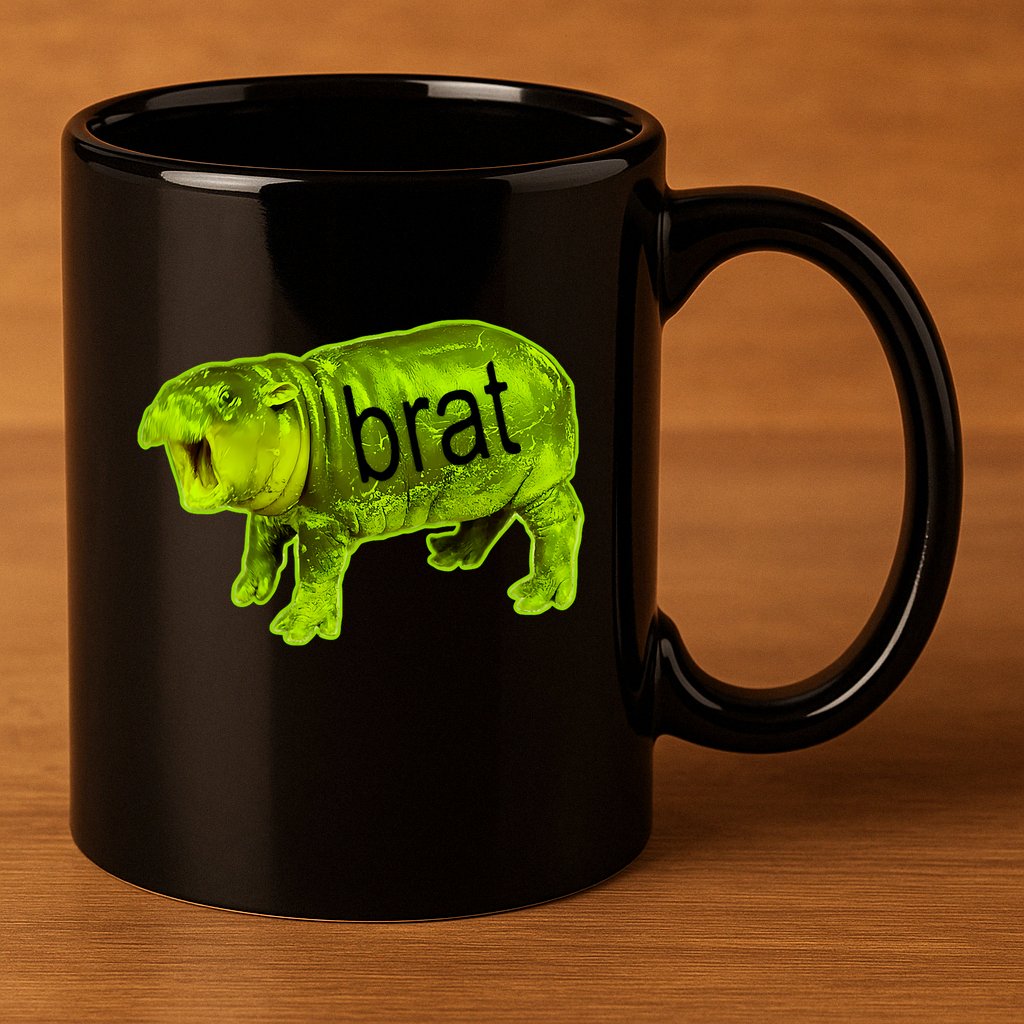 Moo Deng Brat Cute Baby Hippo 11oz C Handle Ceramic Mug