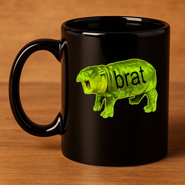 Moo Deng Brat Cute Baby Hippo 11oz C Handle Ceramic Mug