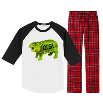 Moo Deng Brat Cute Baby Hippo Raglan Sleeve Pajama Set