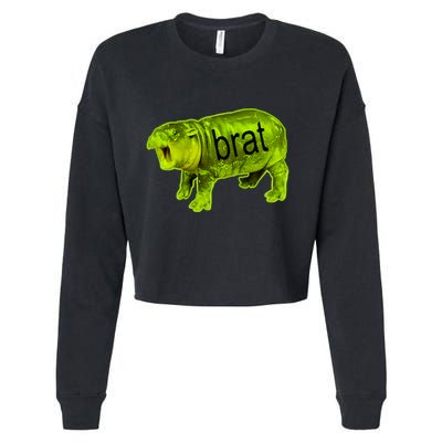 Moo Deng Brat Cute Baby Hippo Cropped Pullover Crew