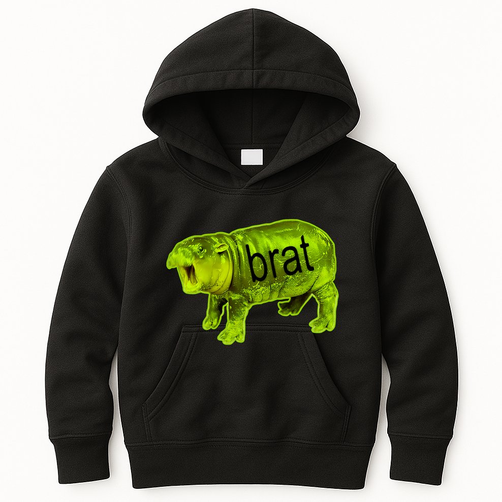 Moo Deng Brat Cute Baby Hippo Kids Hoodie