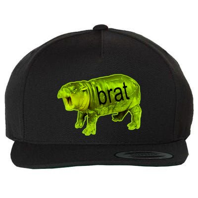 Moo Deng Brat Cute Baby Hippo Wool Snapback Cap