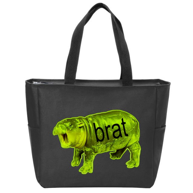 Moo Deng Brat Cute Baby Hippo Zip Tote Bag