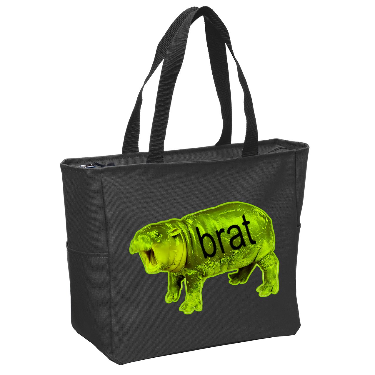 Moo Deng Brat Cute Baby Hippo Zip Tote Bag