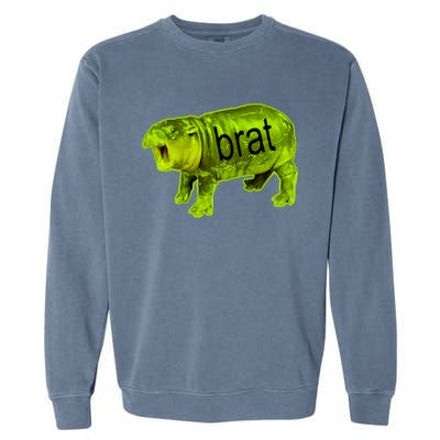 Moo Deng Brat Cute Baby Hippo Garment-Dyed Sweatshirt