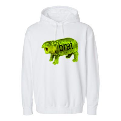 Moo Deng Brat Cute Baby Hippo Garment-Dyed Fleece Hoodie