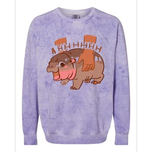 Moo Deng Bouncy Pig In Thai Picture The Cute Baby Hippo Colorblast Crewneck Sweatshirt