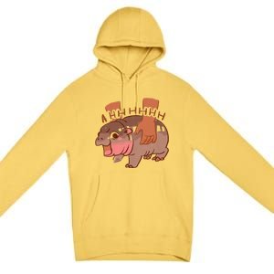 Moo Deng Bouncy Pig In Thai Picture The Cute Baby Hippo Premium Pullover Hoodie