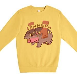 Moo Deng Bouncy Pig In Thai Picture The Cute Baby Hippo Premium Crewneck Sweatshirt