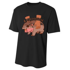 Moo Deng Bouncy Pig In Thai Picture The Cute Baby Hippo Performance Sprint T-Shirt