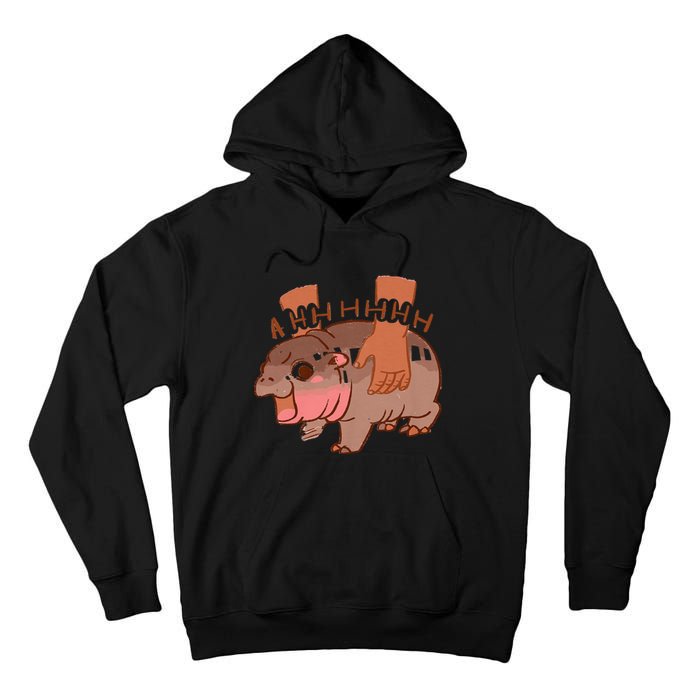 Moo Deng Bouncy Pig In Thai Picture The Cute Baby Hippo Tall Hoodie