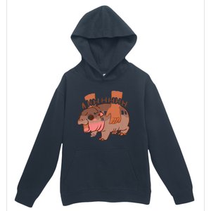 Moo Deng Bouncy Pig In Thai Picture The Cute Baby Hippo Urban Pullover Hoodie