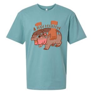 Moo Deng Bouncy Pig In Thai Picture The Cute Baby Hippo Sueded Cloud Jersey T-Shirt