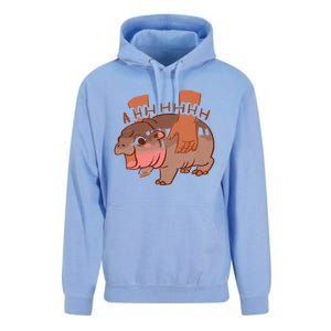 Moo Deng Bouncy Pig In Thai Picture The Cute Baby Hippo Unisex Surf Hoodie