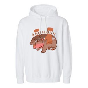 Moo Deng Bouncy Pig In Thai Picture The Cute Baby Hippo Garment-Dyed Fleece Hoodie