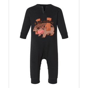 Moo Deng Bouncy Pig In Thai Picture The Cute Baby Hippo Infant Fleece One Piece