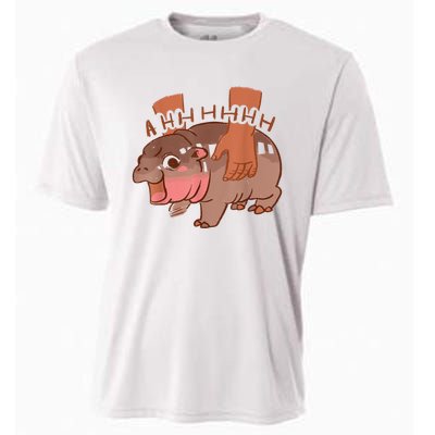 Moo Deng Bouncy Pig In Thai Picture The Cute Baby Hippo Cooling Performance Crew T-Shirt