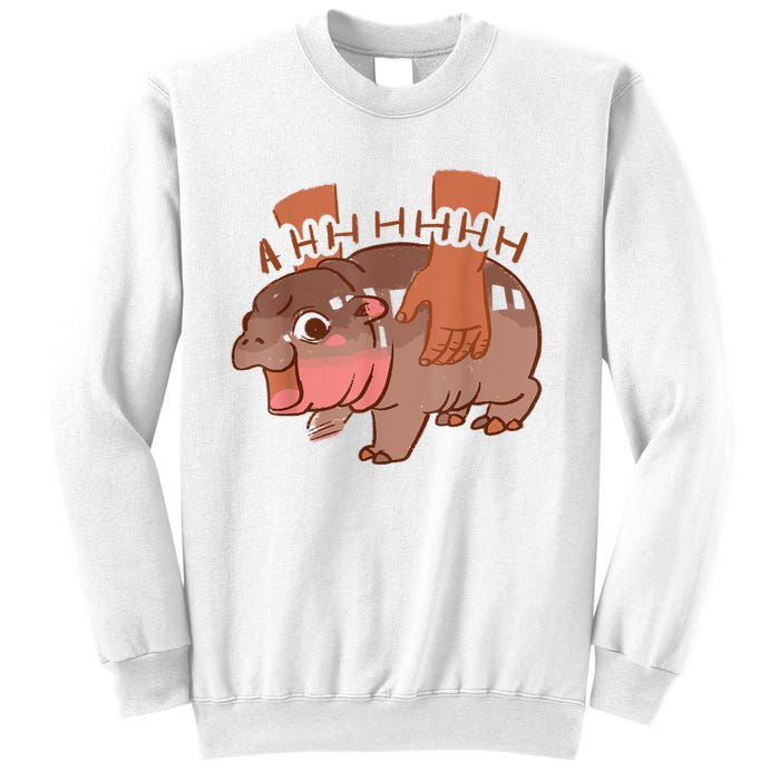 Moo Deng Bouncy Pig In Thai Picture The Cute Baby Hippo Sweatshirt