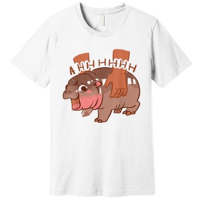 Moo Deng Bouncy Pig In Thai Picture The Cute Baby Hippo Premium T-Shirt