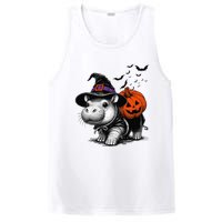 Moo Deng Bouncy Pig Moo Deng Halloween Funny Hippo With Pumpkin Witch Hat PosiCharge Competitor Tank