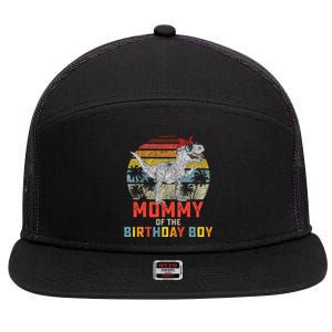 Mommy Dinosaur Birthday Mom Matching Family 7 Panel Mesh Trucker Snapback Hat