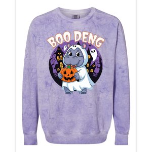 Moo Deng Baby Hippo Boo Deng Long For Halloween Moo Deng Colorblast Crewneck Sweatshirt