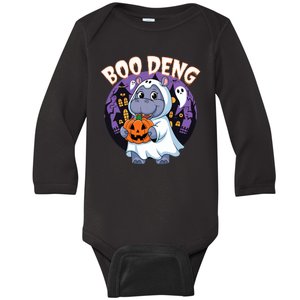 Moo Deng Baby Hippo Boo Deng Long For Halloween Moo Deng Baby Long Sleeve Bodysuit