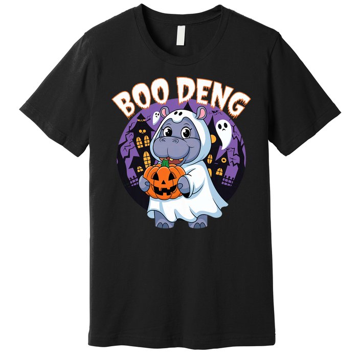 Moo Deng Baby Hippo Boo Deng Long For Halloween Moo Deng Premium T-Shirt