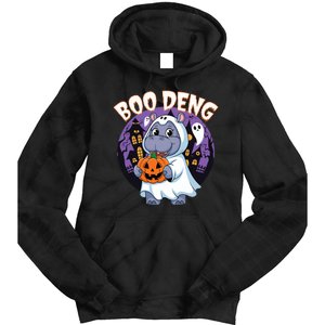 Moo Deng Baby Hippo Boo Deng Long For Halloween Moo Deng Tie Dye Hoodie