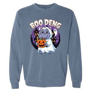 Moo Deng Baby Hippo Boo Deng Long For Halloween Moo Deng Garment-Dyed Sweatshirt