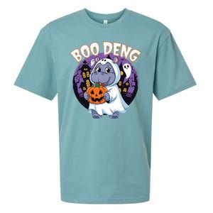 Moo Deng Baby Hippo Boo Deng Long For Halloween Moo Deng Sueded Cloud Jersey T-Shirt