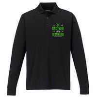 Mitochondrial Disease Brother Of A Warrior Green Ribbon Performance Long Sleeve Polo