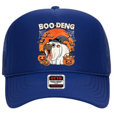 Moo Deng Cute Baby Pygmy Hippo Bouncy Pig In Thai Halloween High Crown Mesh Back Trucker Hat