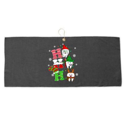 Merry Dentist Christmas Ho Ho Ho Teeth Dental Santa Reindeer Great Gift Large Microfiber Waffle Golf Towel