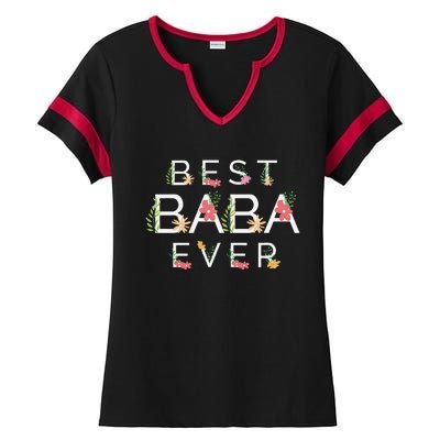 Mothers Day Cute Gift Floral Best Baba Ever Ladies Halftime Notch Neck Tee