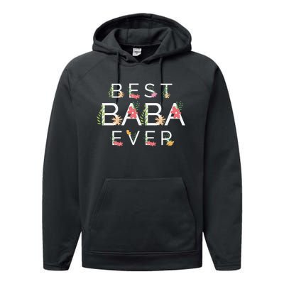 Mothers Day Cute Gift Floral Best Baba Ever Performance Fleece Hoodie