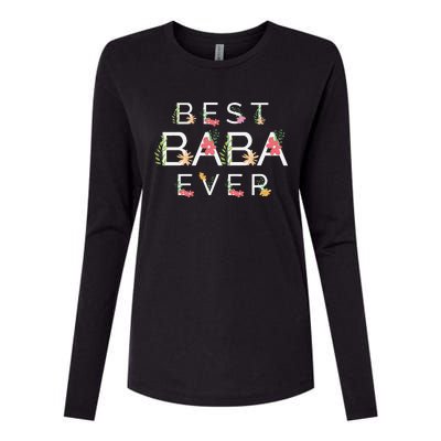 Mothers Day Cute Gift Floral Best Baba Ever Womens Cotton Relaxed Long Sleeve T-Shirt